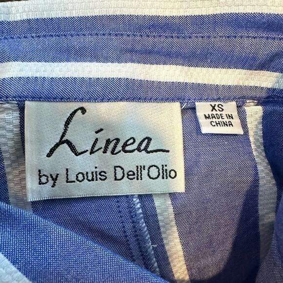 Linea Striped Striped Top with Pockets Asymmetrical Louis Del 'Olio Size XS NEW - Picture 11 of 11